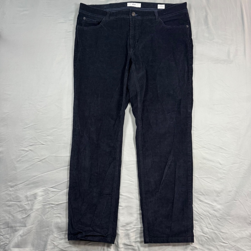 Brax Cooper Fancy Corduroy Pants Mens 42x34 (Fits 40x30.5) Navy Blue Regular Fit